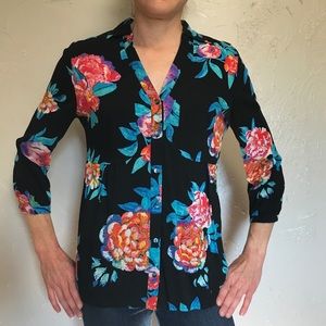 Maeve Anthropologie Bright Beautiful Floral Shirt